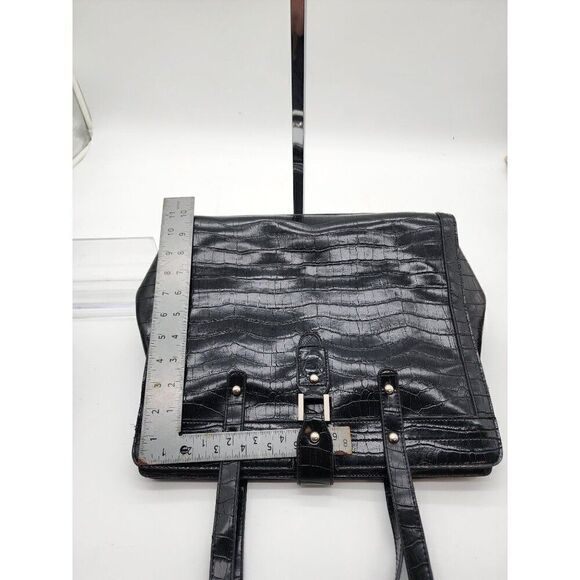 Black Crocodile-Embossed Patent Leather Tote Bag By Maggie Barnes - Picture 6 of 6